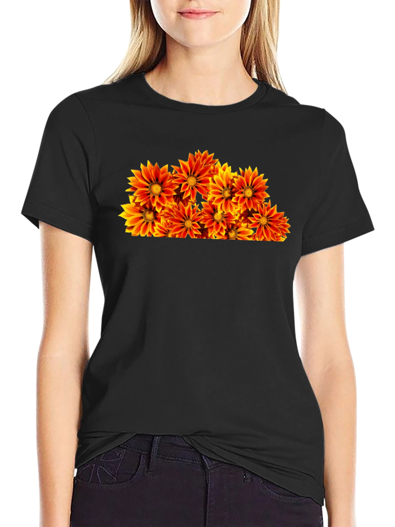 Floral Graphic Black T-Shirt