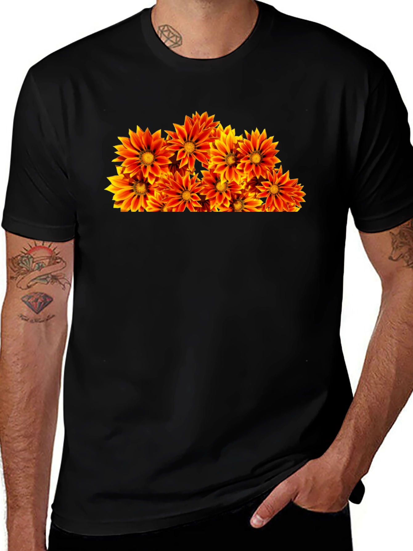 Floral Graphic Black T-Shirt