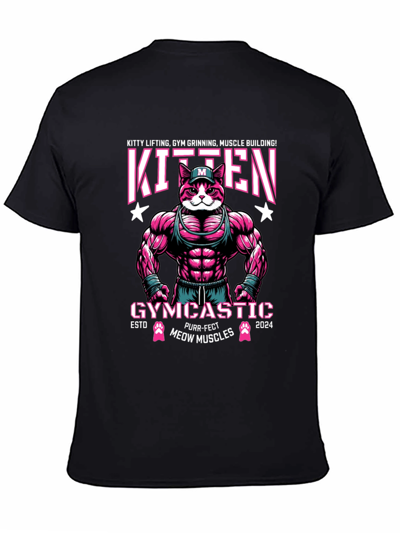 Kitten Gym Muscle Building Graphic T-Shirt