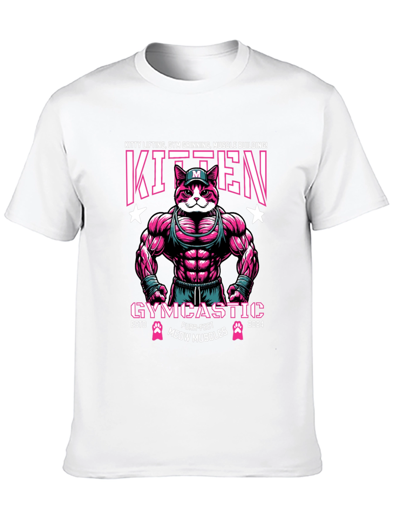 Kitten Gym Muscle Building Graphic T-Shirt