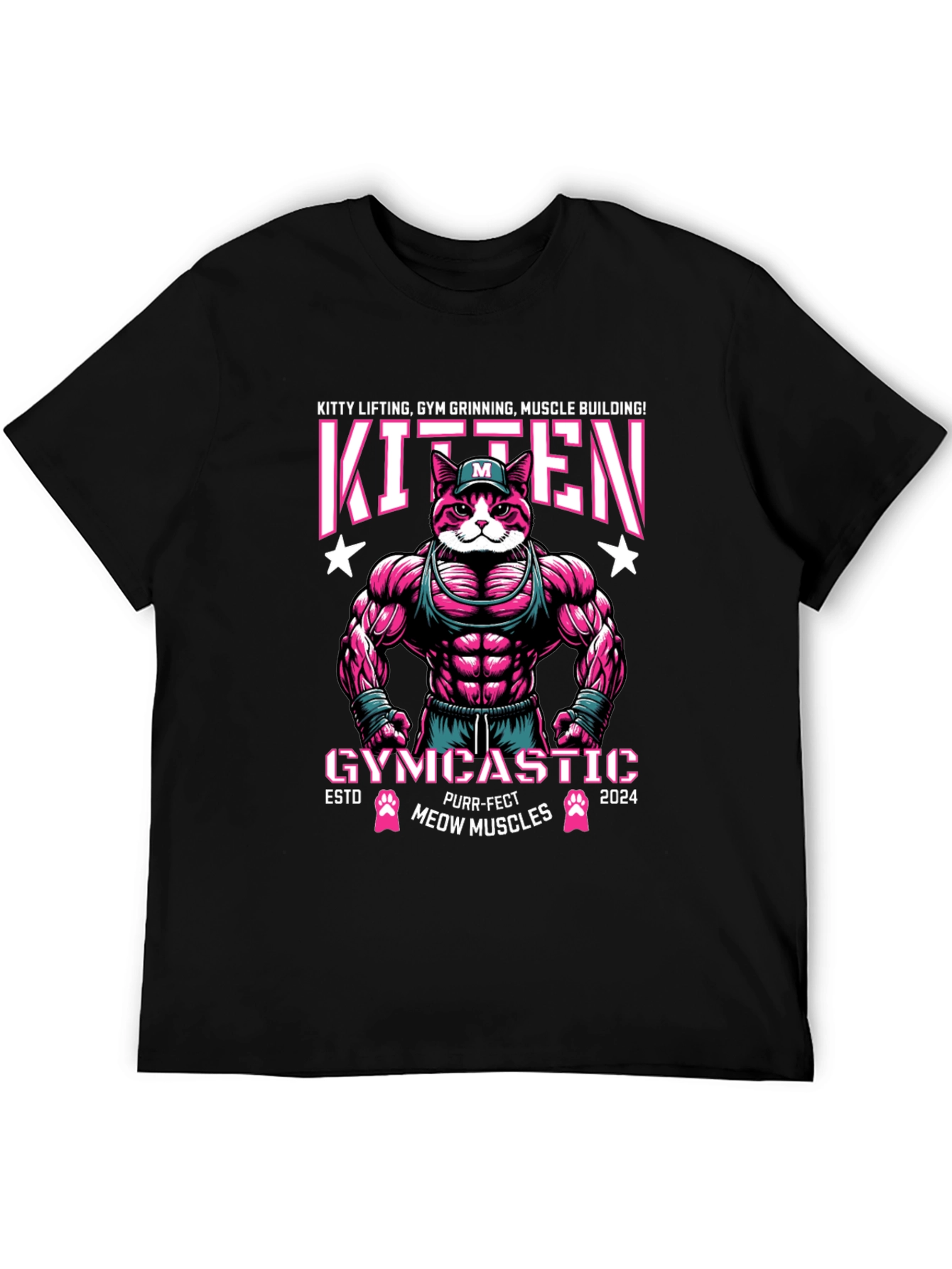 Kitten Gym Muscle Building Graphic T-Shirt