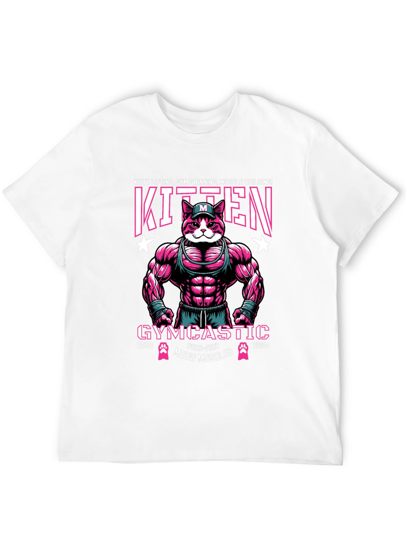 Kitten Gym Muscle Building Graphic T-Shirt