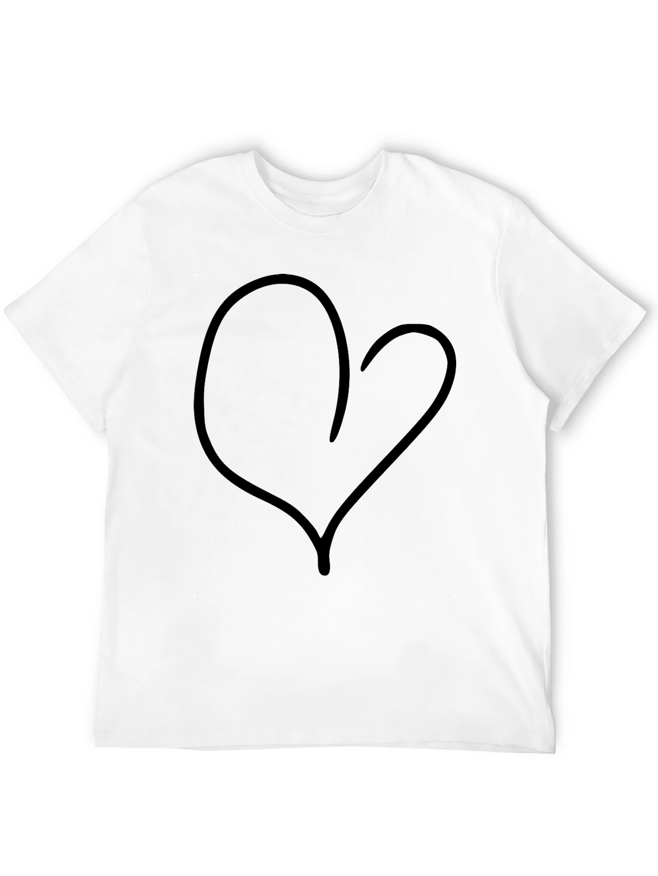 Simple Heart Outline Black T-Shirt