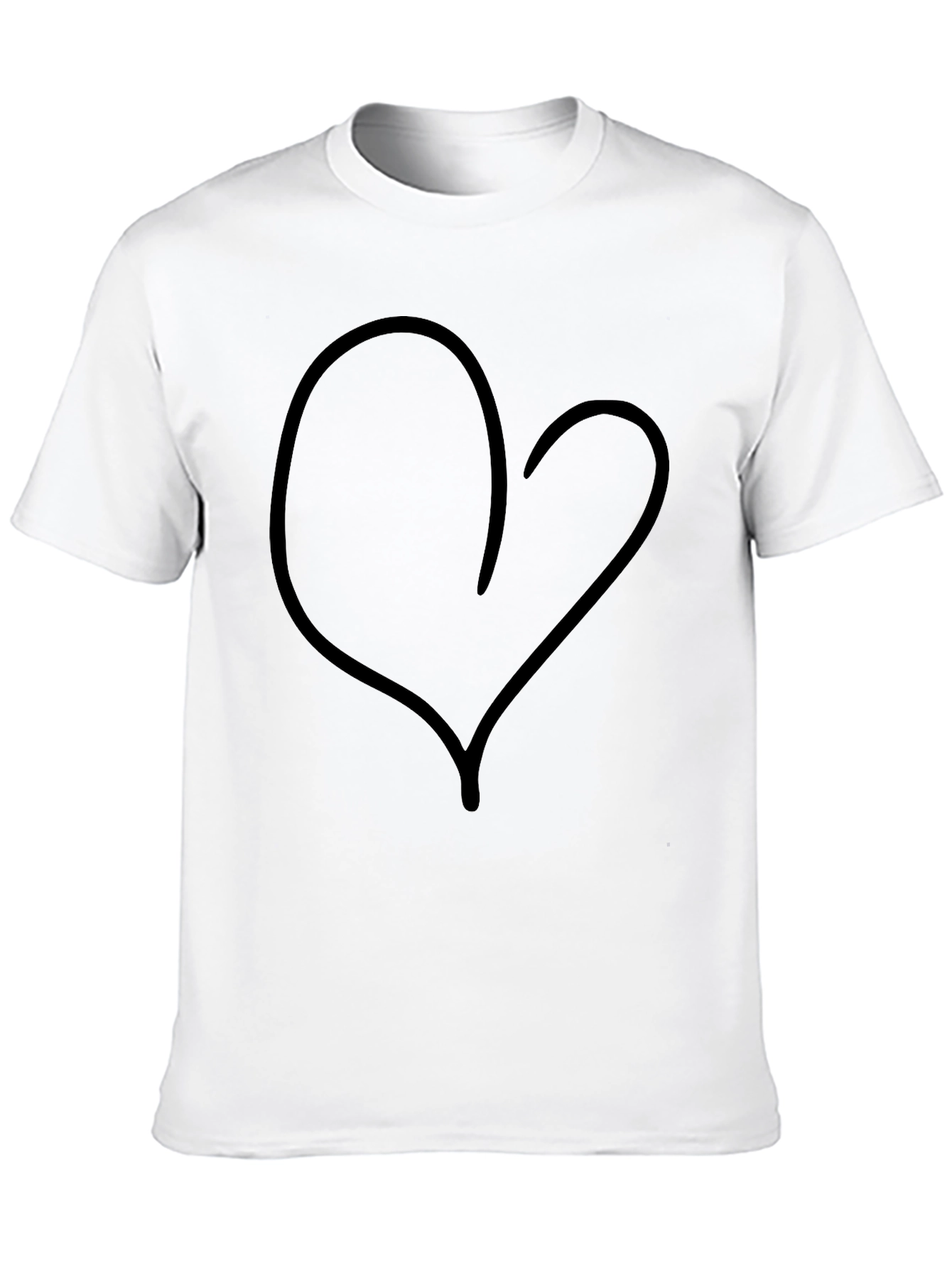 Simple Heart Outline Black T-Shirt
