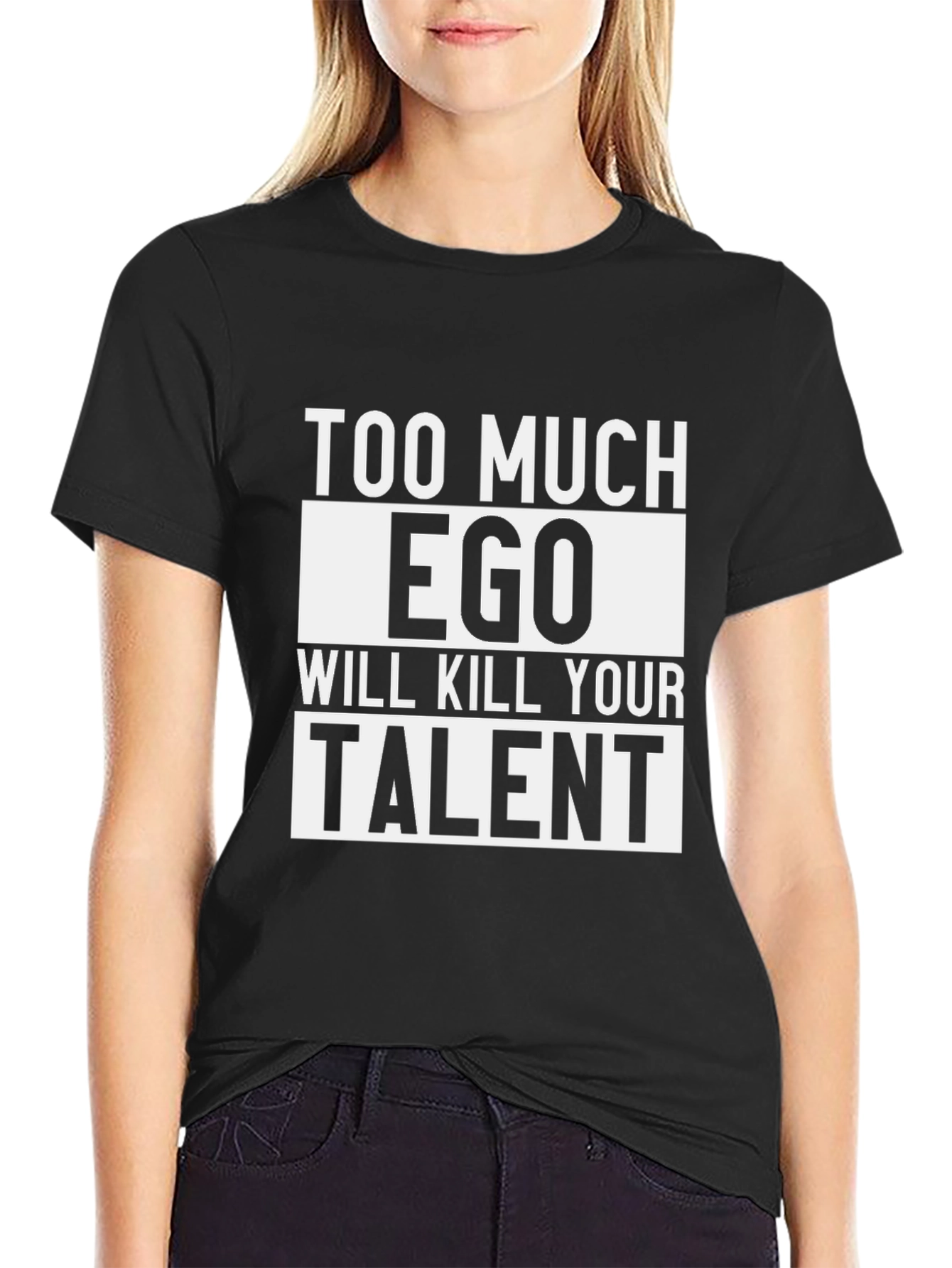 Too Much Ego Black Graphic T-Shirt
