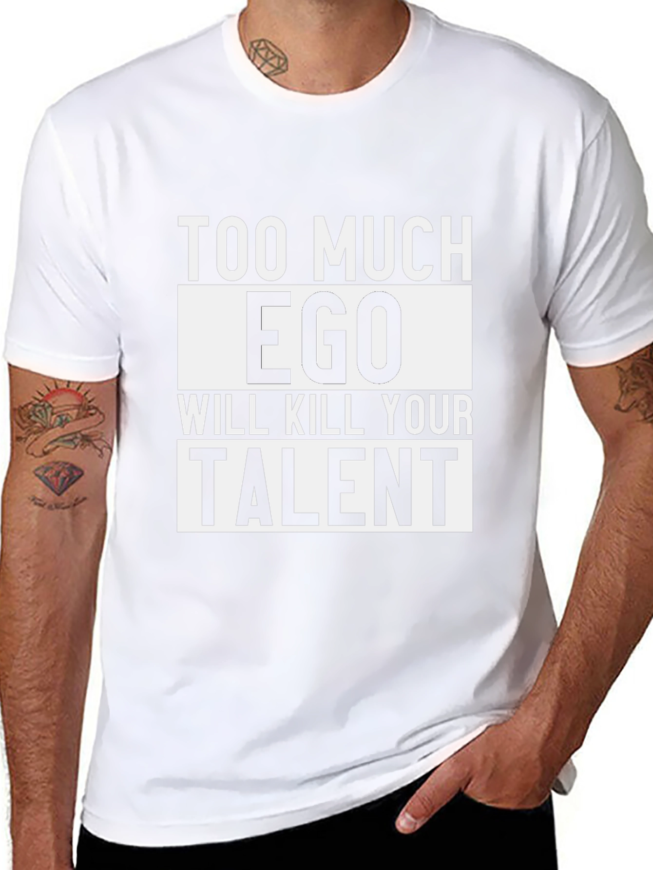 Too Much Ego Black Graphic T-Shirt