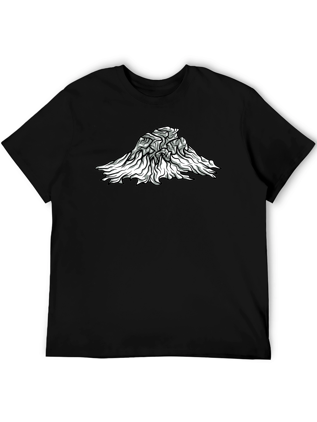 Abstract Mountain Graphic Tee - Black Cotton Blend