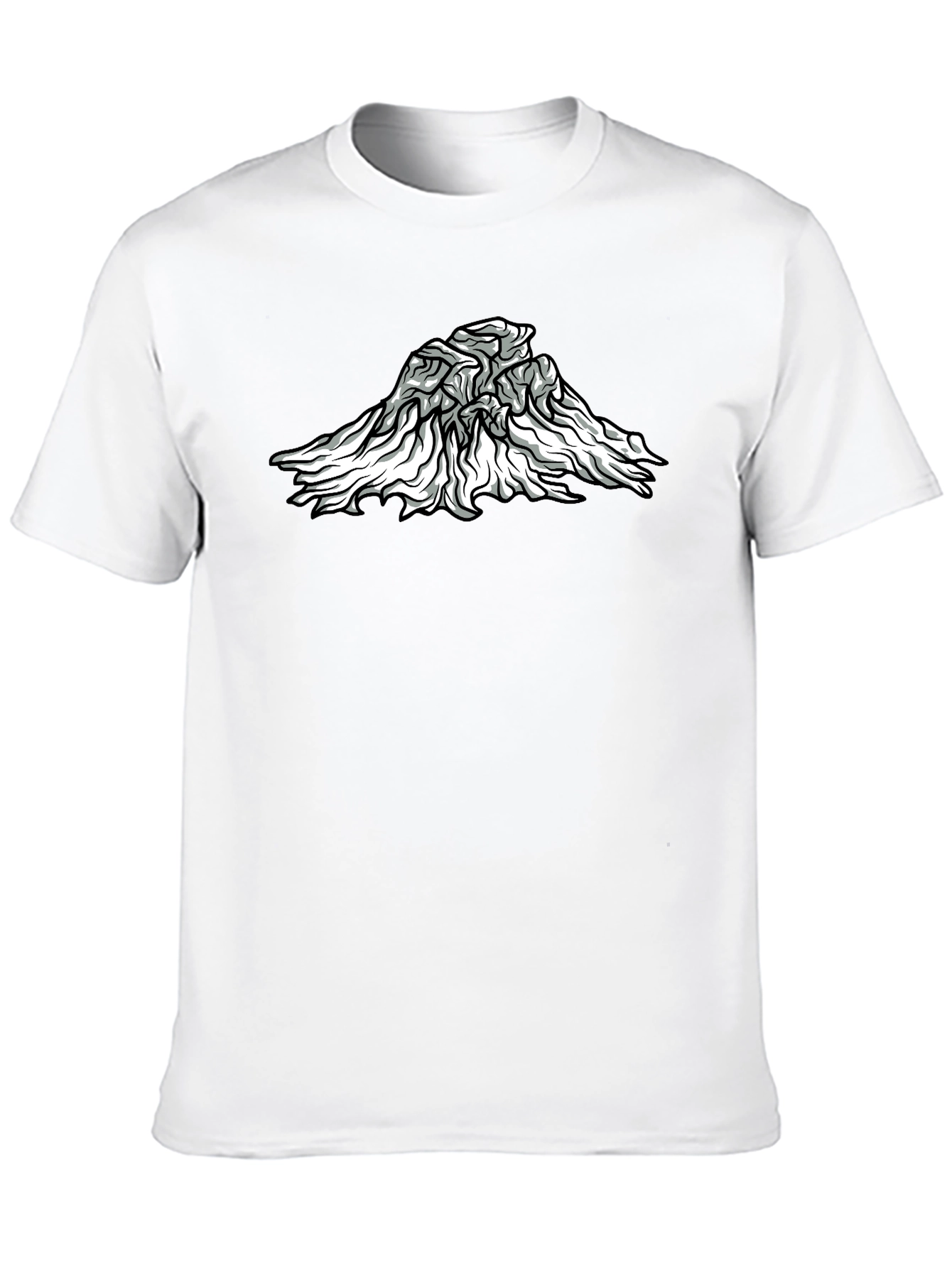 Abstract Mountain Graphic Tee - Black Cotton Blend