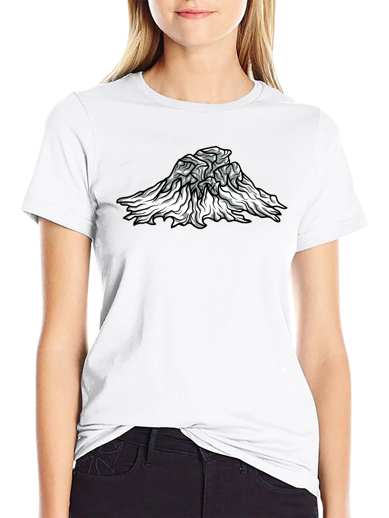 Abstract Mountain Graphic Tee - Black Cotton Blend