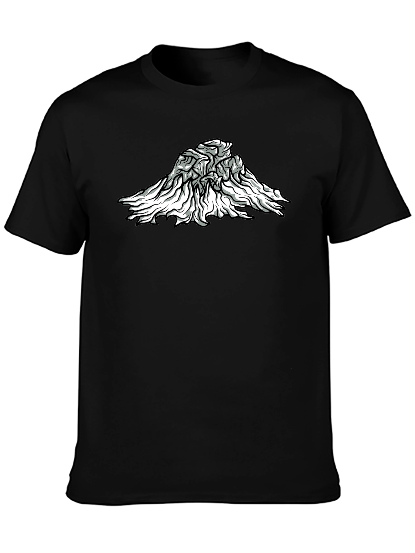 Abstract Mountain Graphic Tee - Black Cotton Blend