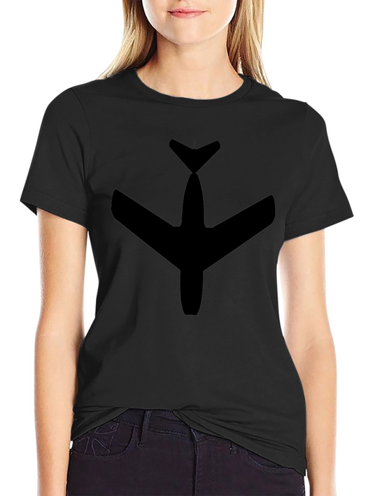 Black Airplane Graphic Tee - Classic Style