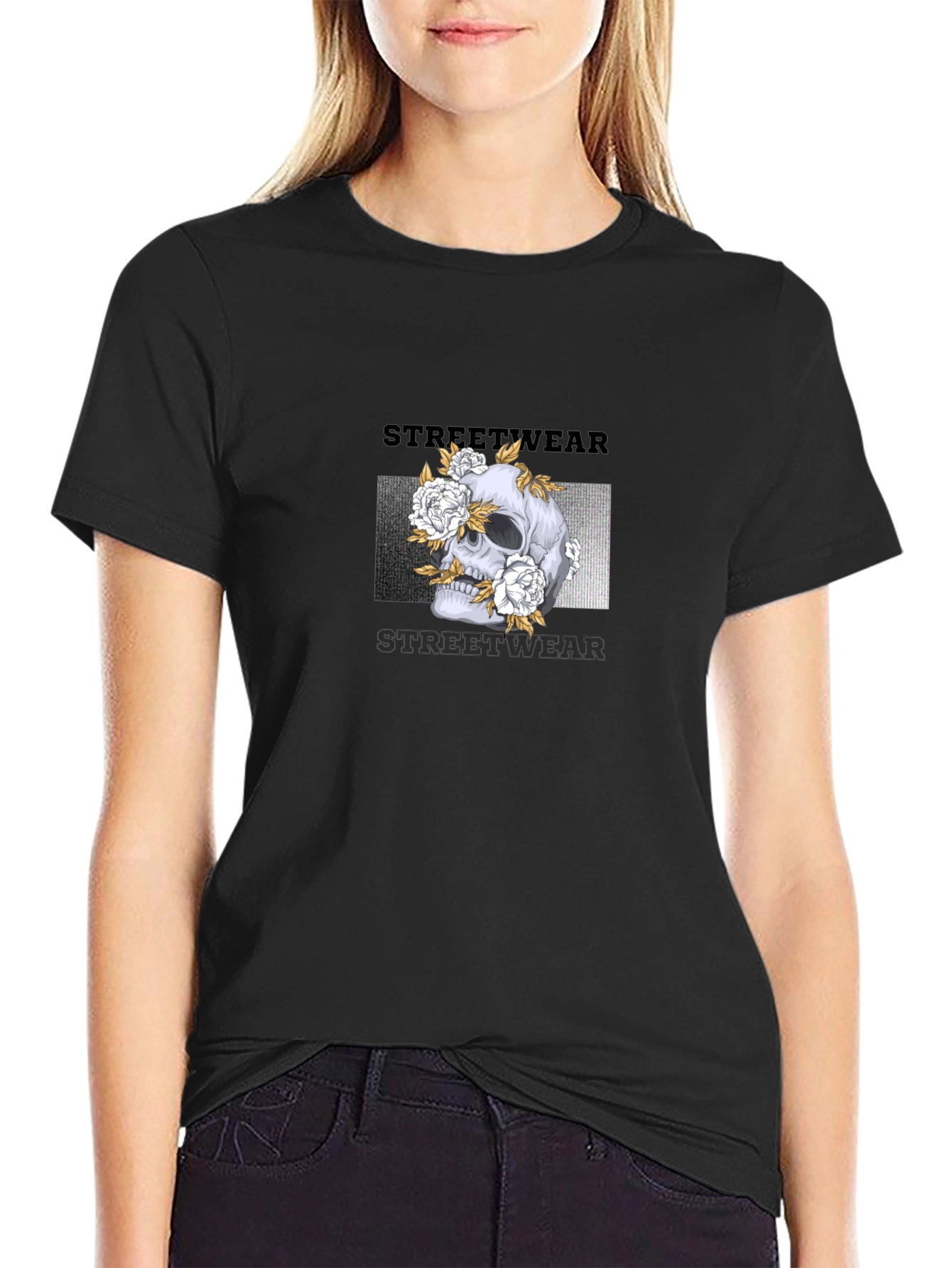 Skull & Flowers Graphic Tee - Streetwear Style