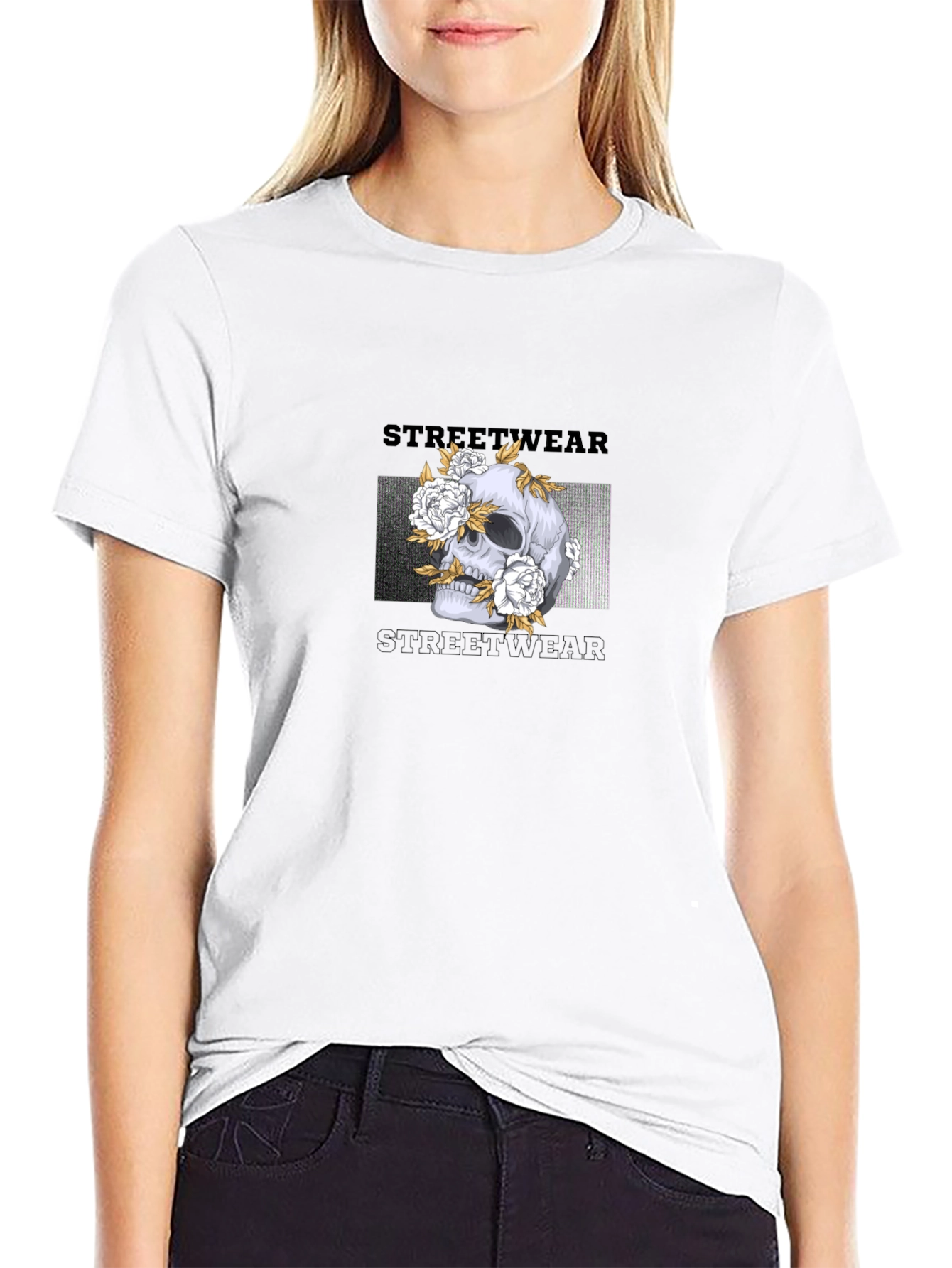 Skull & Flowers Graphic Tee - Streetwear Style