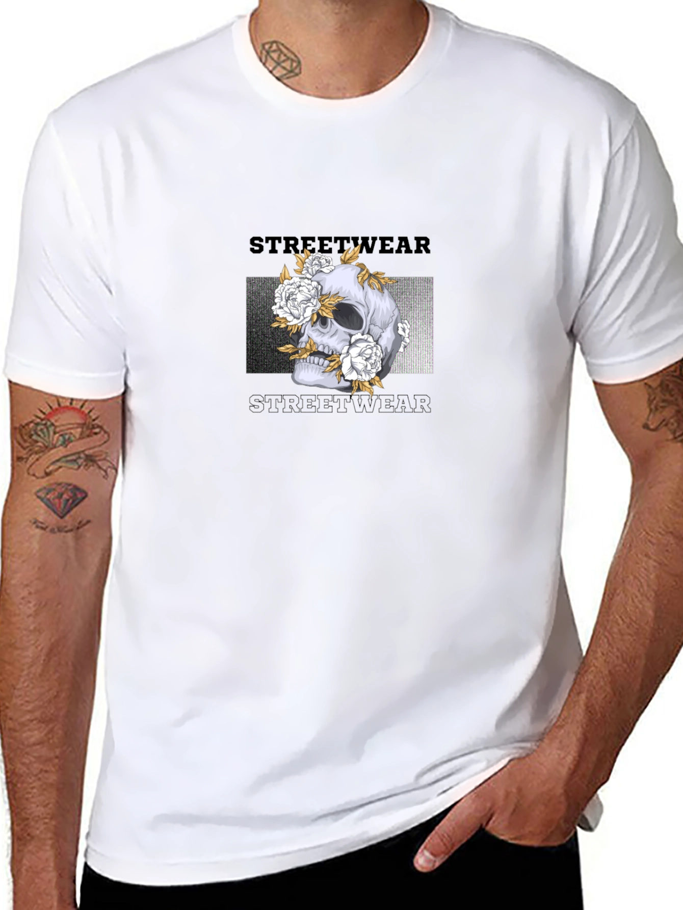 Skull & Flowers Graphic Tee - Streetwear Style