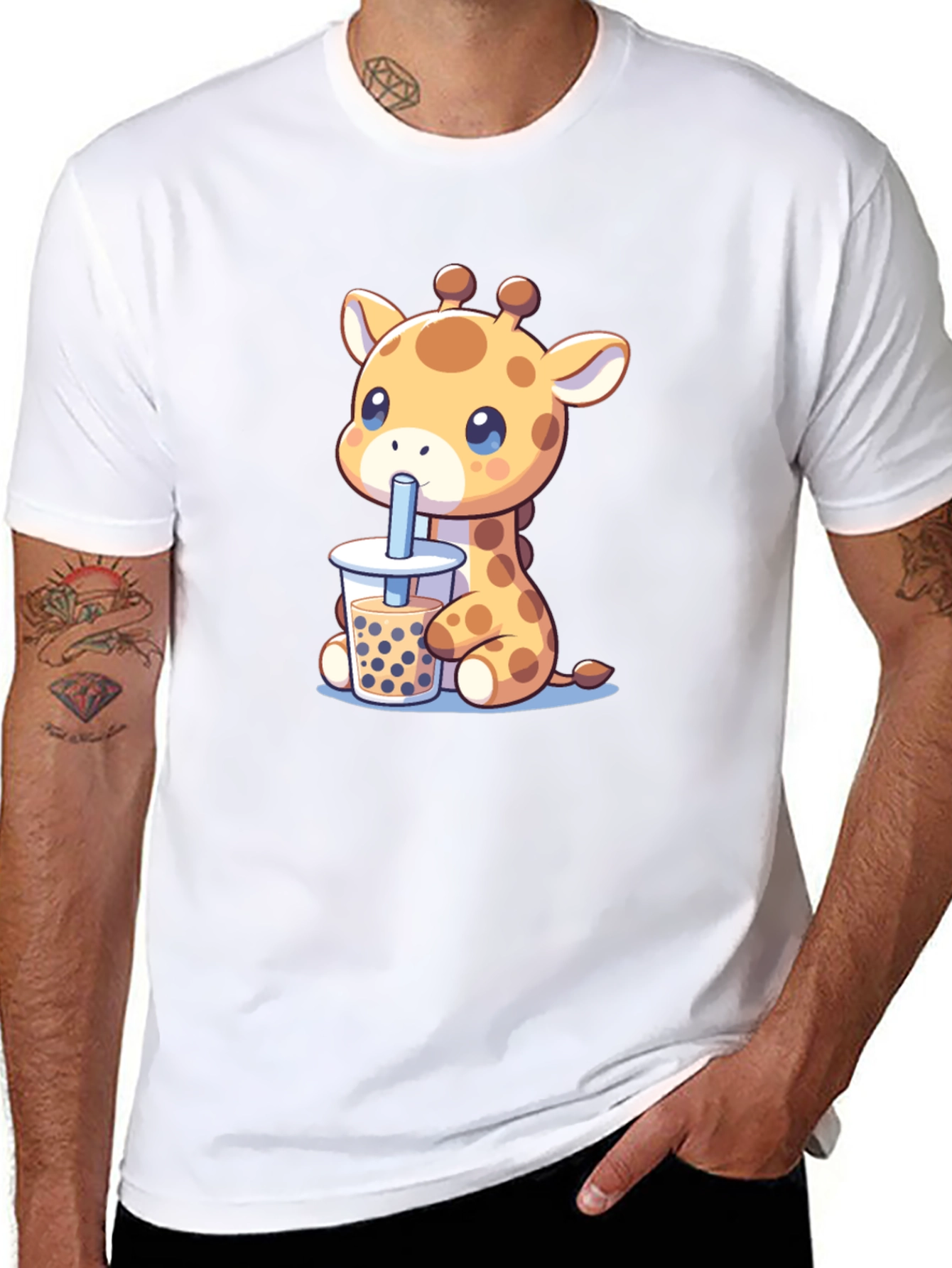 Giraffe Boba Tea Graphic Tee