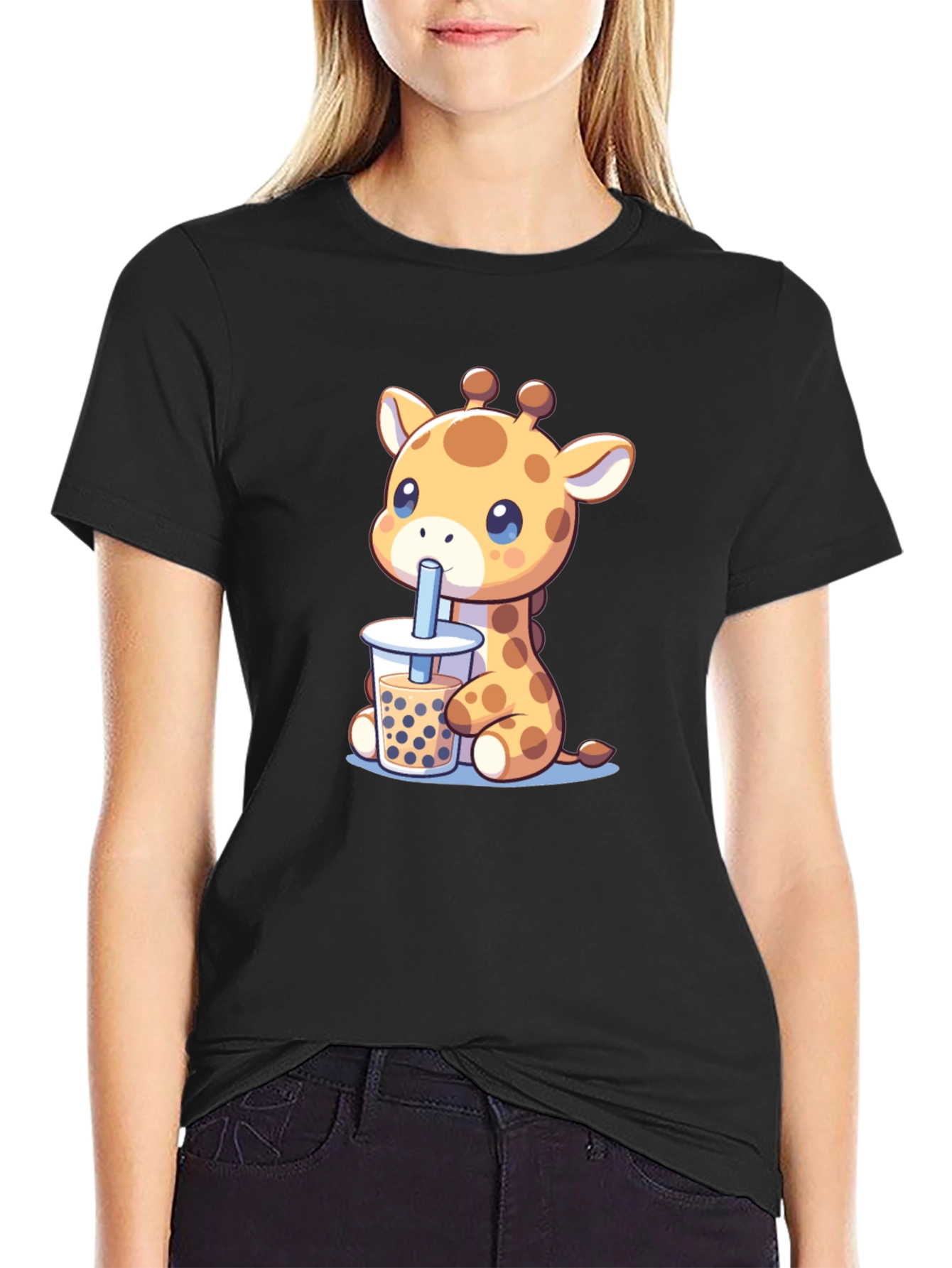 Giraffe Boba Tea Graphic Tee