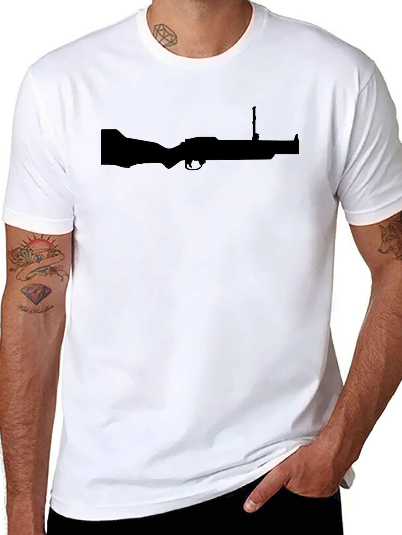 Gun Silhouette T-Shirt - Black
