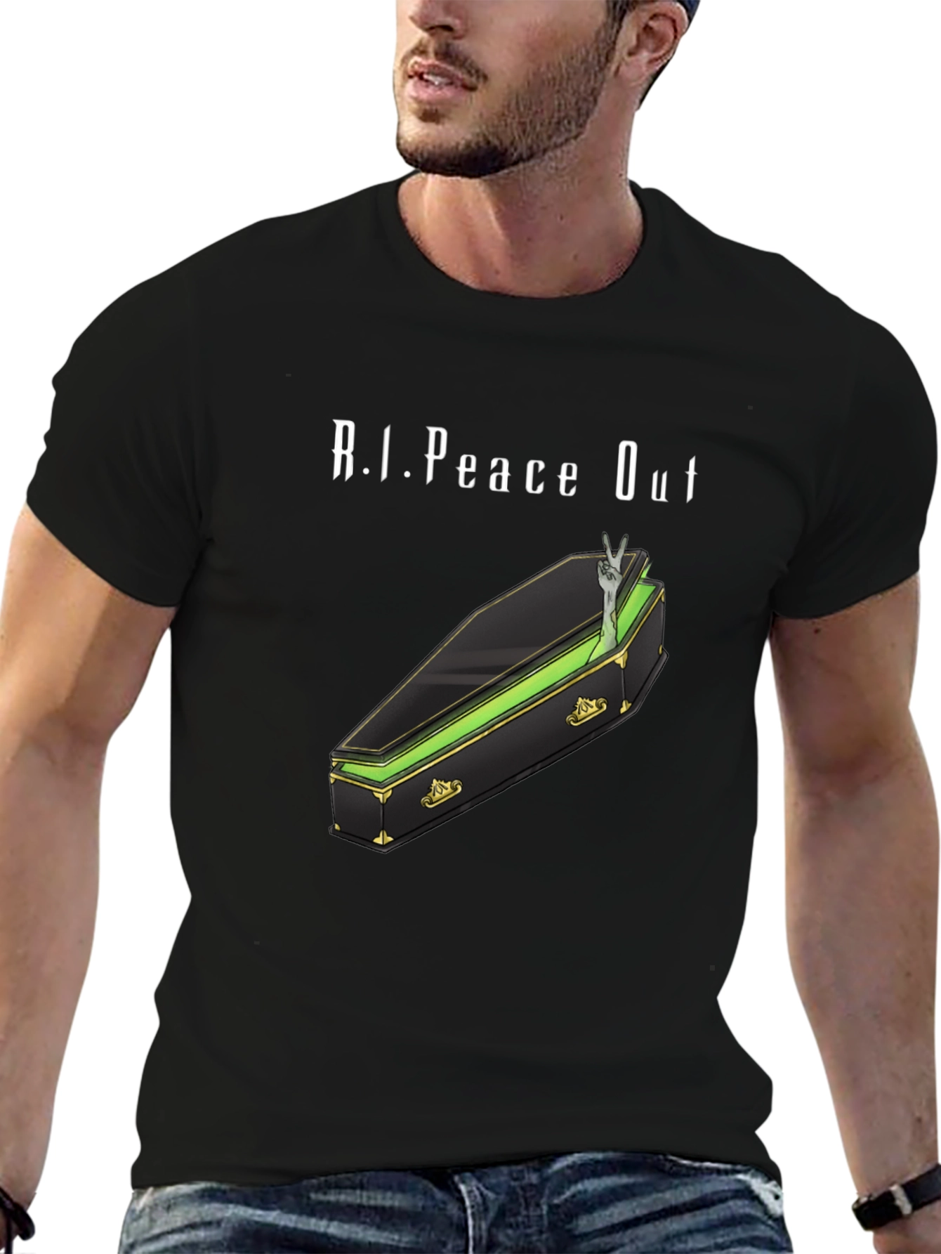 R.I.Peace Out Graphic Tee - Coffin & Peace Sign