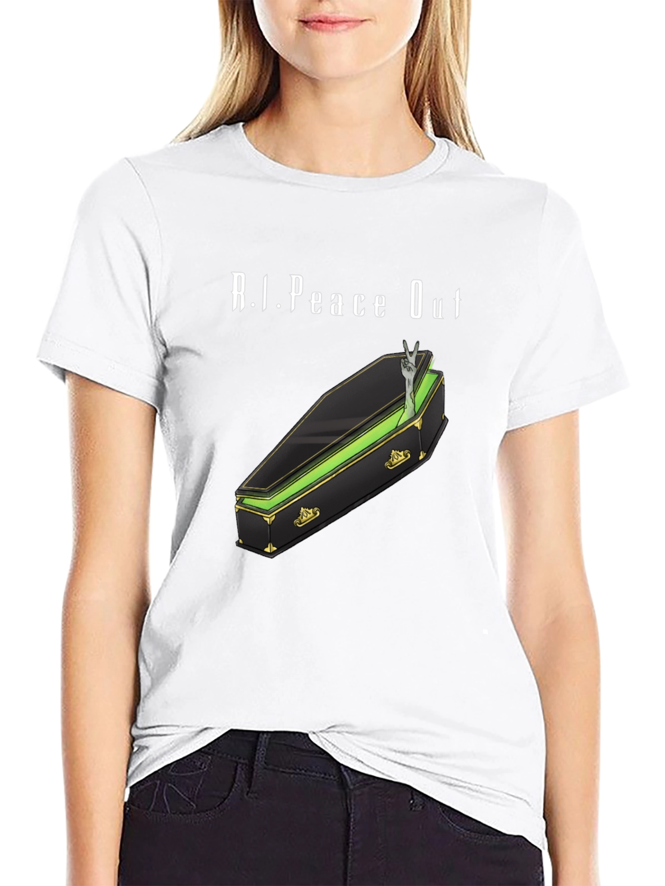 R.I.Peace Out Graphic Tee - Coffin & Peace Sign