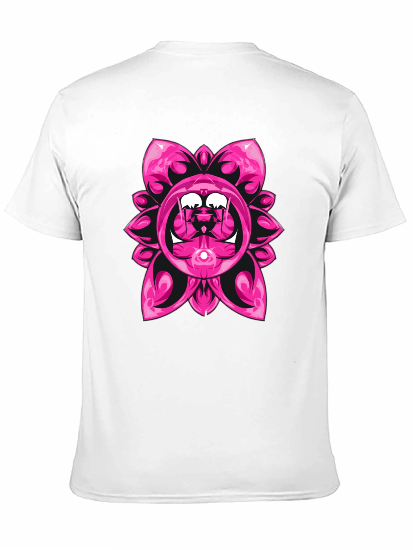 Pink Floral Graphic Black T-Shirt