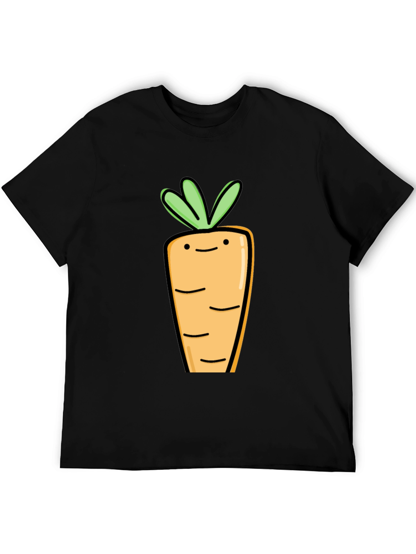 Cute Carrot Graphic Tee - Black Cotton T-Shirt