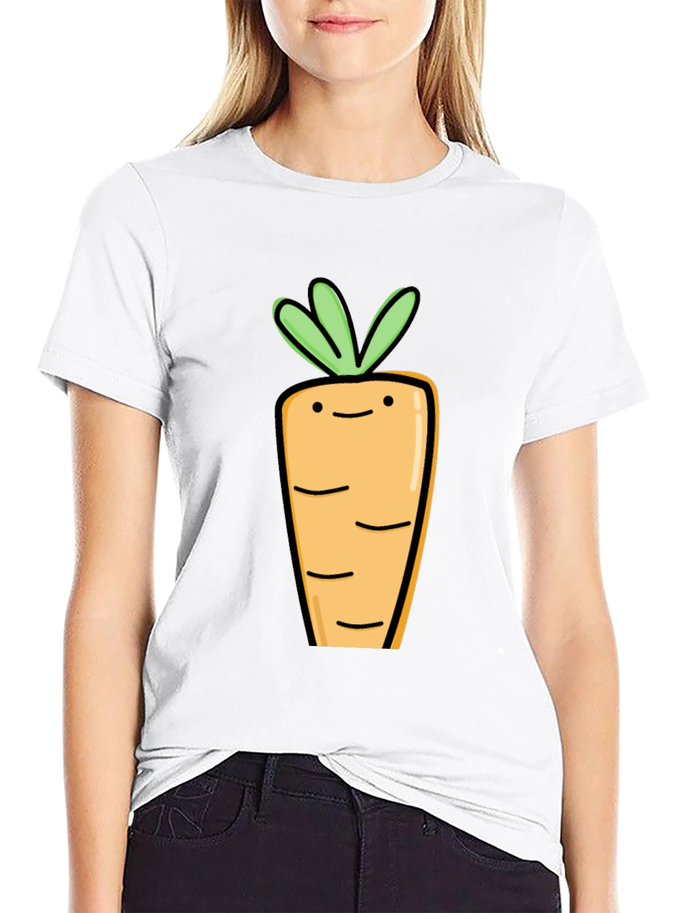 Cute Carrot Graphic Tee - Black Cotton T-Shirt