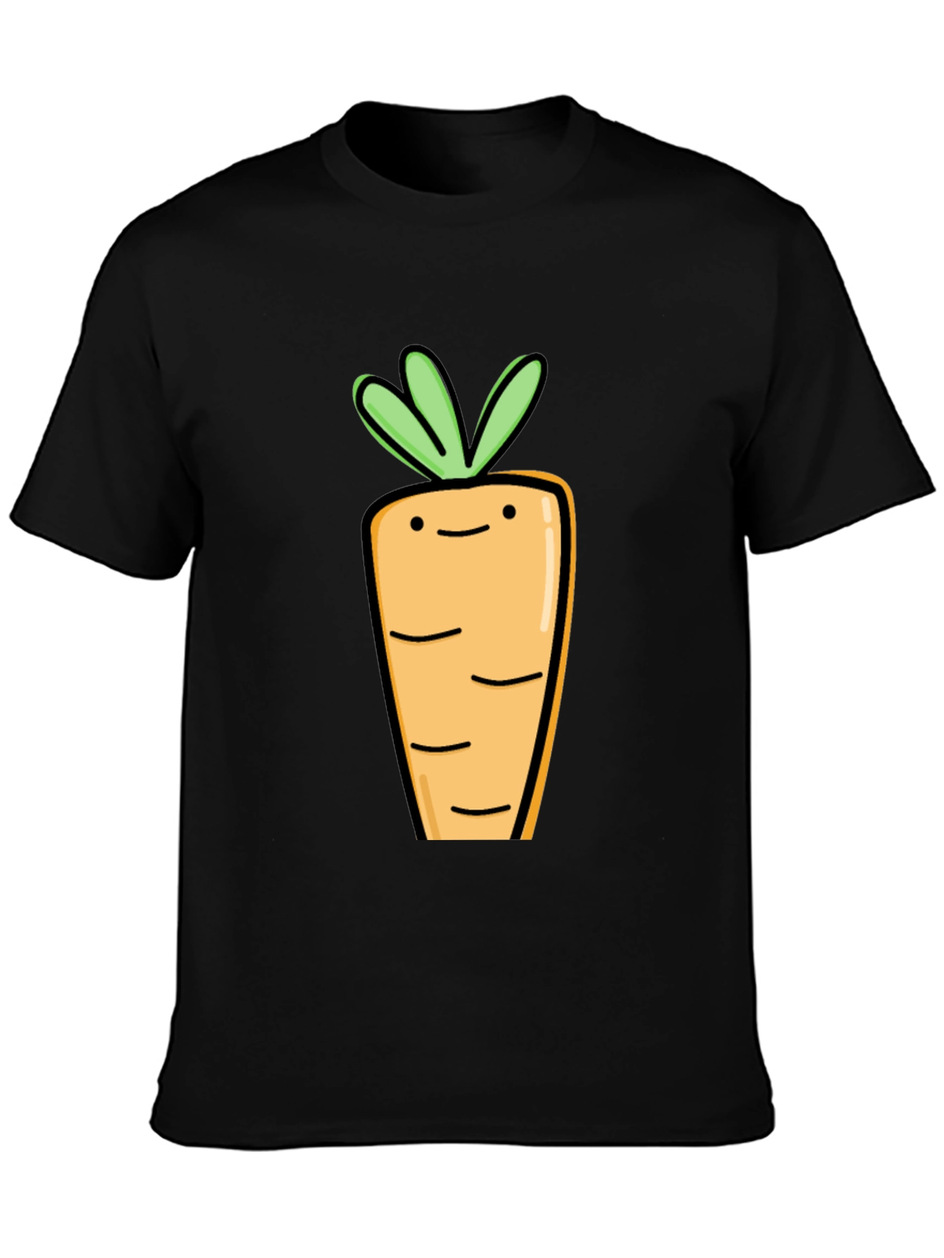 Cute Carrot Graphic Tee - Black Cotton T-Shirt