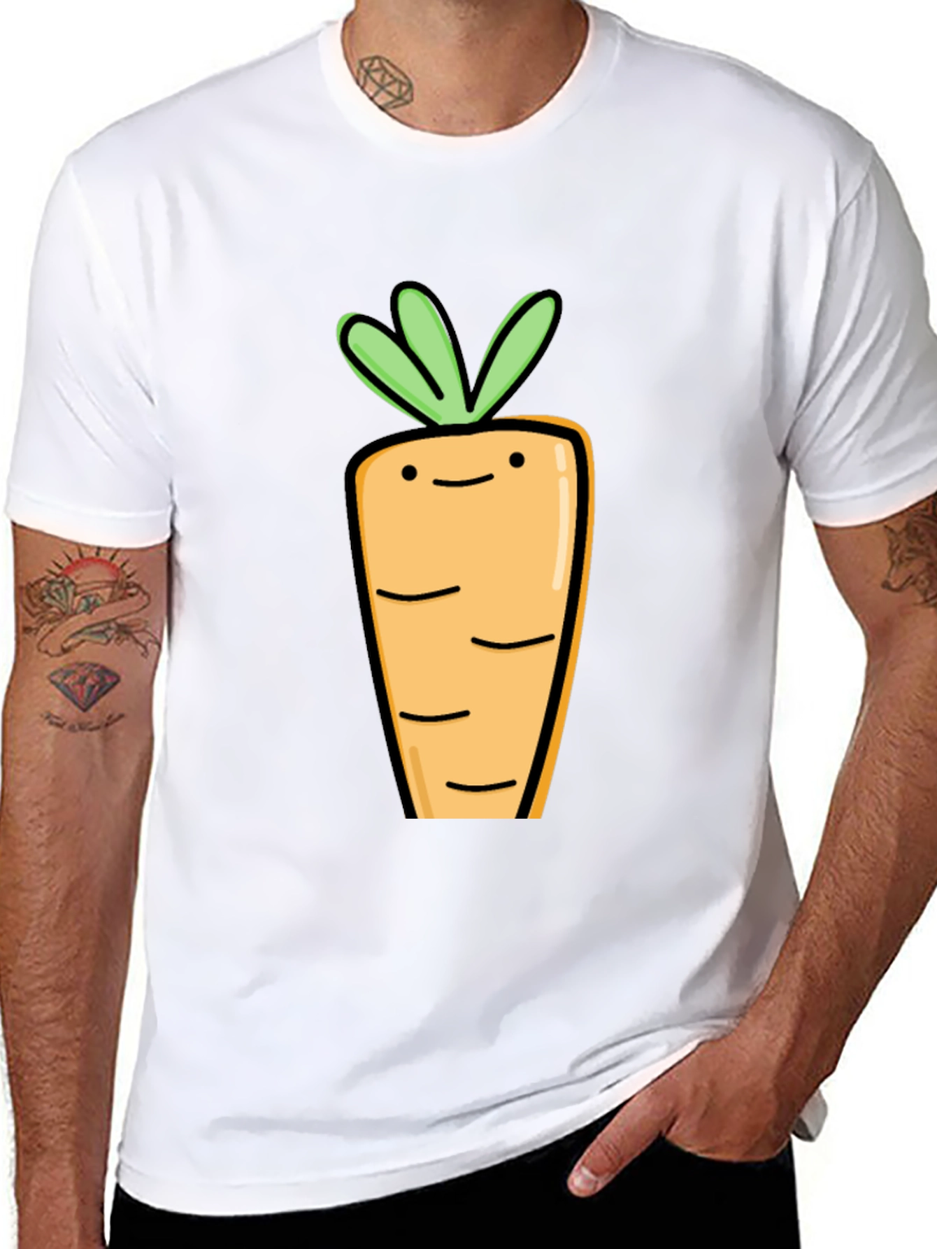 Cute Carrot Graphic Tee - Black Cotton T-Shirt