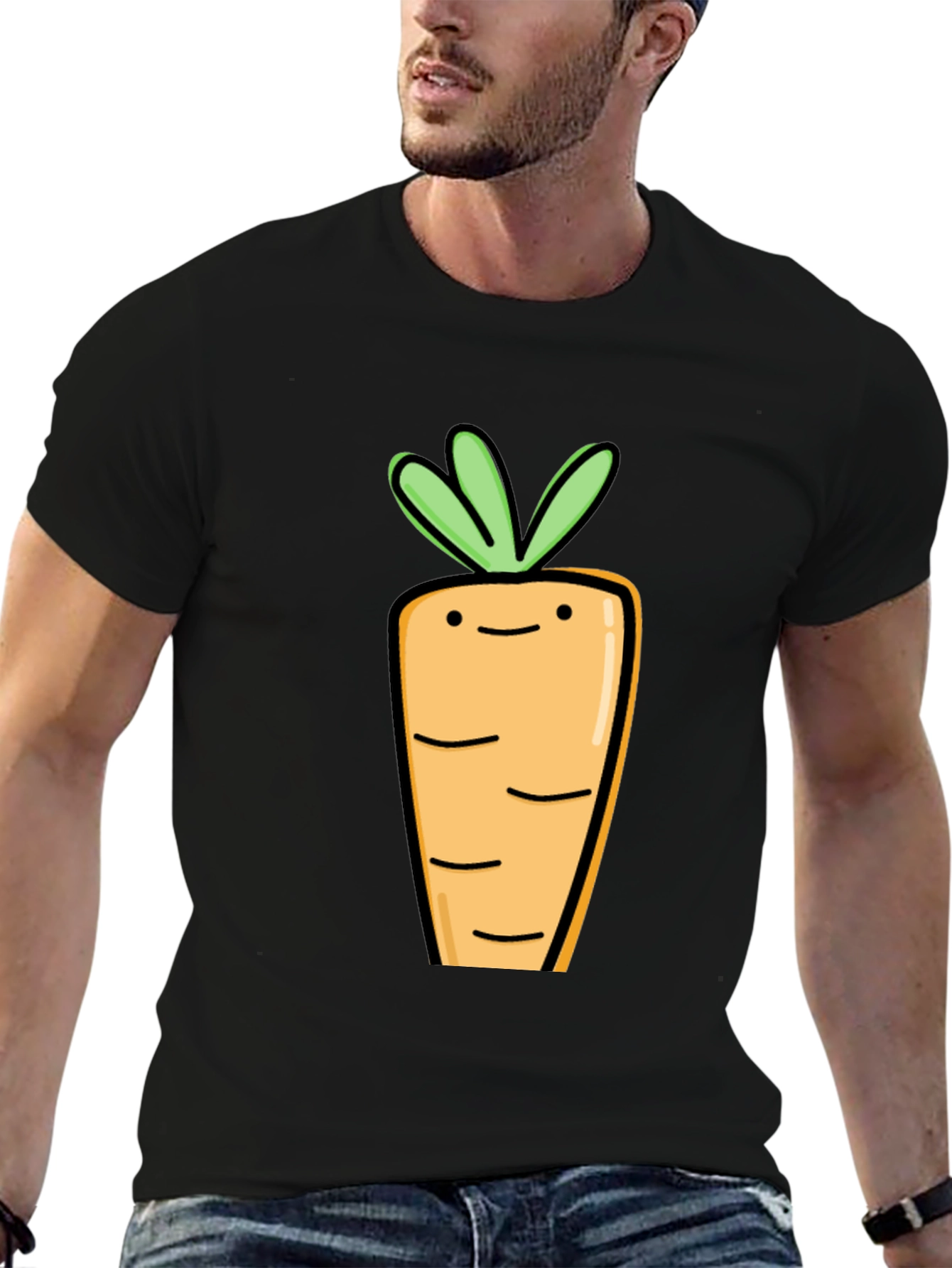 Cute Carrot Graphic Tee - Black Cotton T-Shirt
