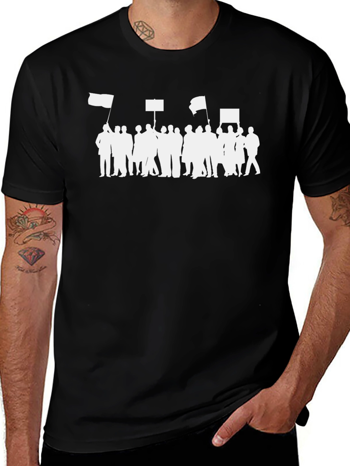 Protest Rally Graphic Tee - Black Cotton T-Shirt