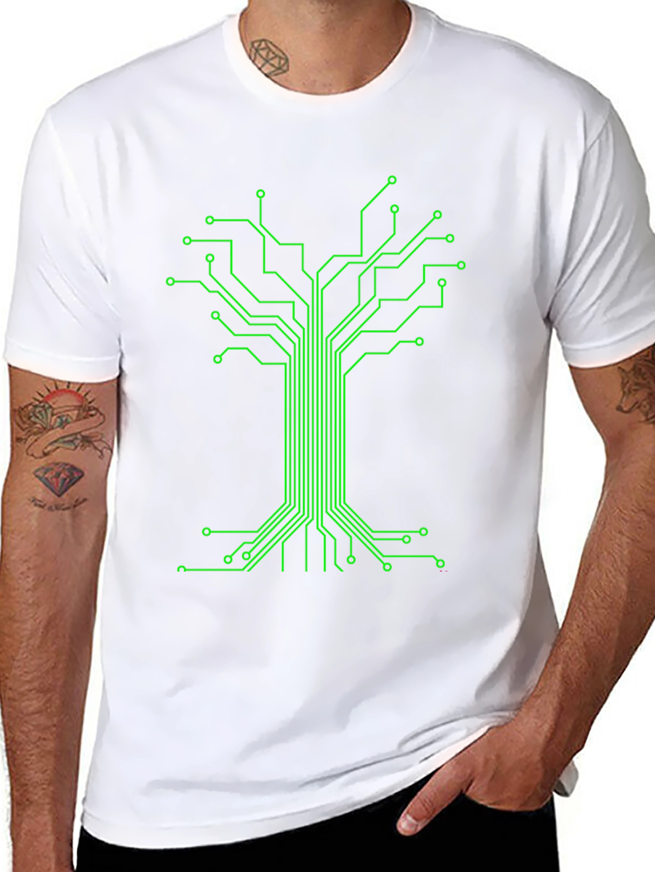 Circuit Board Tree Graphic Tee - Black