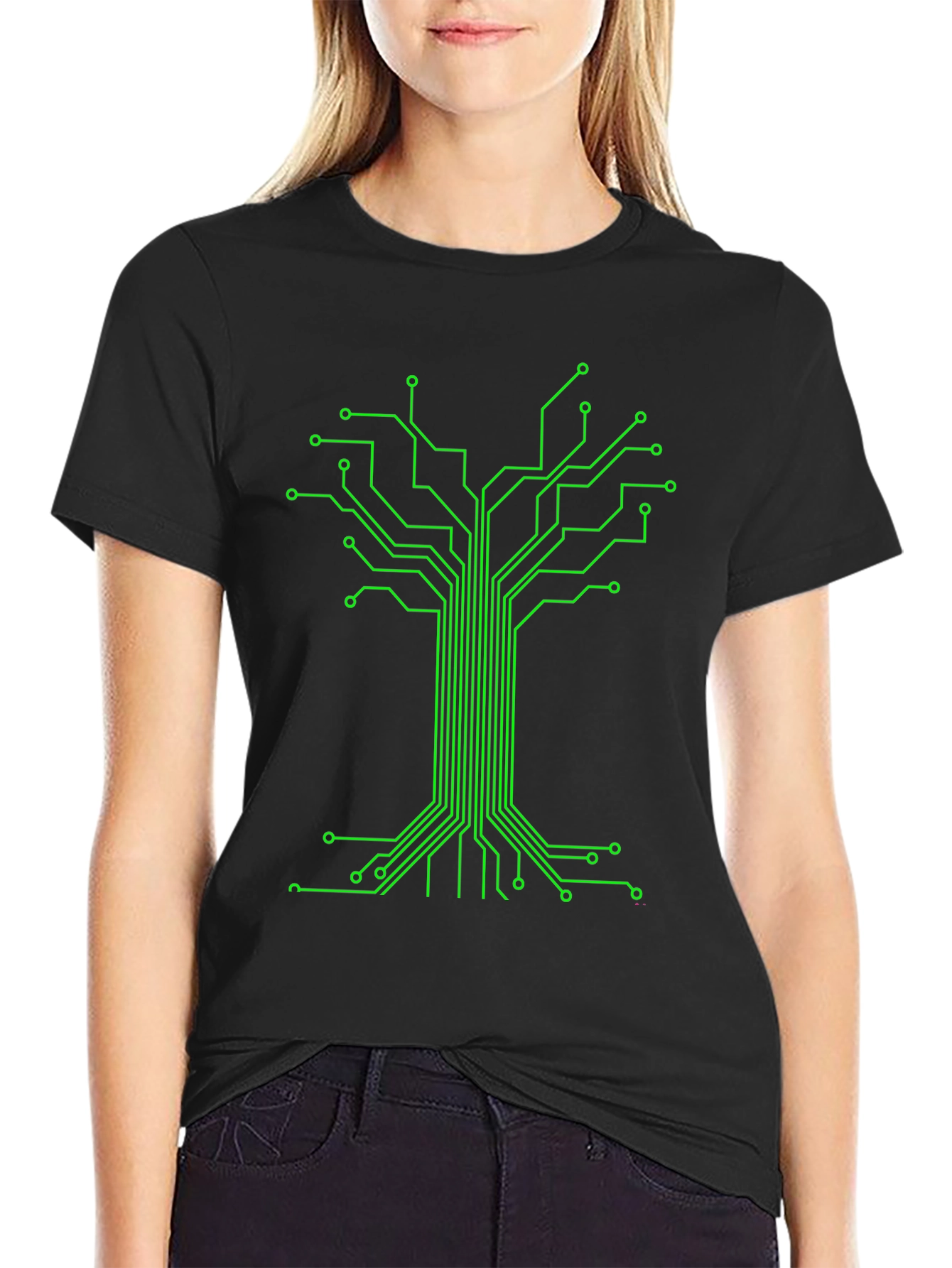 Circuit Board Tree Graphic Tee - Black