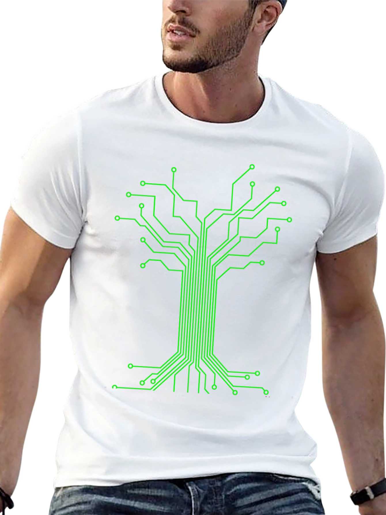 Circuit Board Tree Graphic Tee - Black