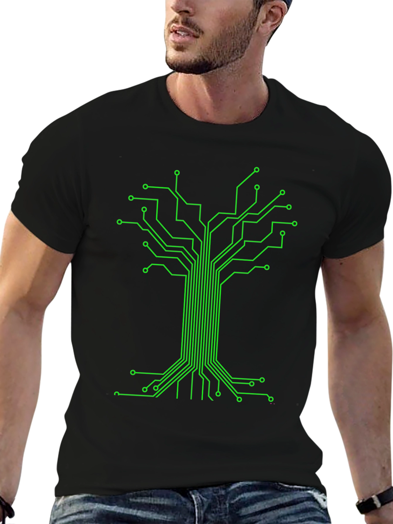 Circuit Board Tree Graphic Tee - Black