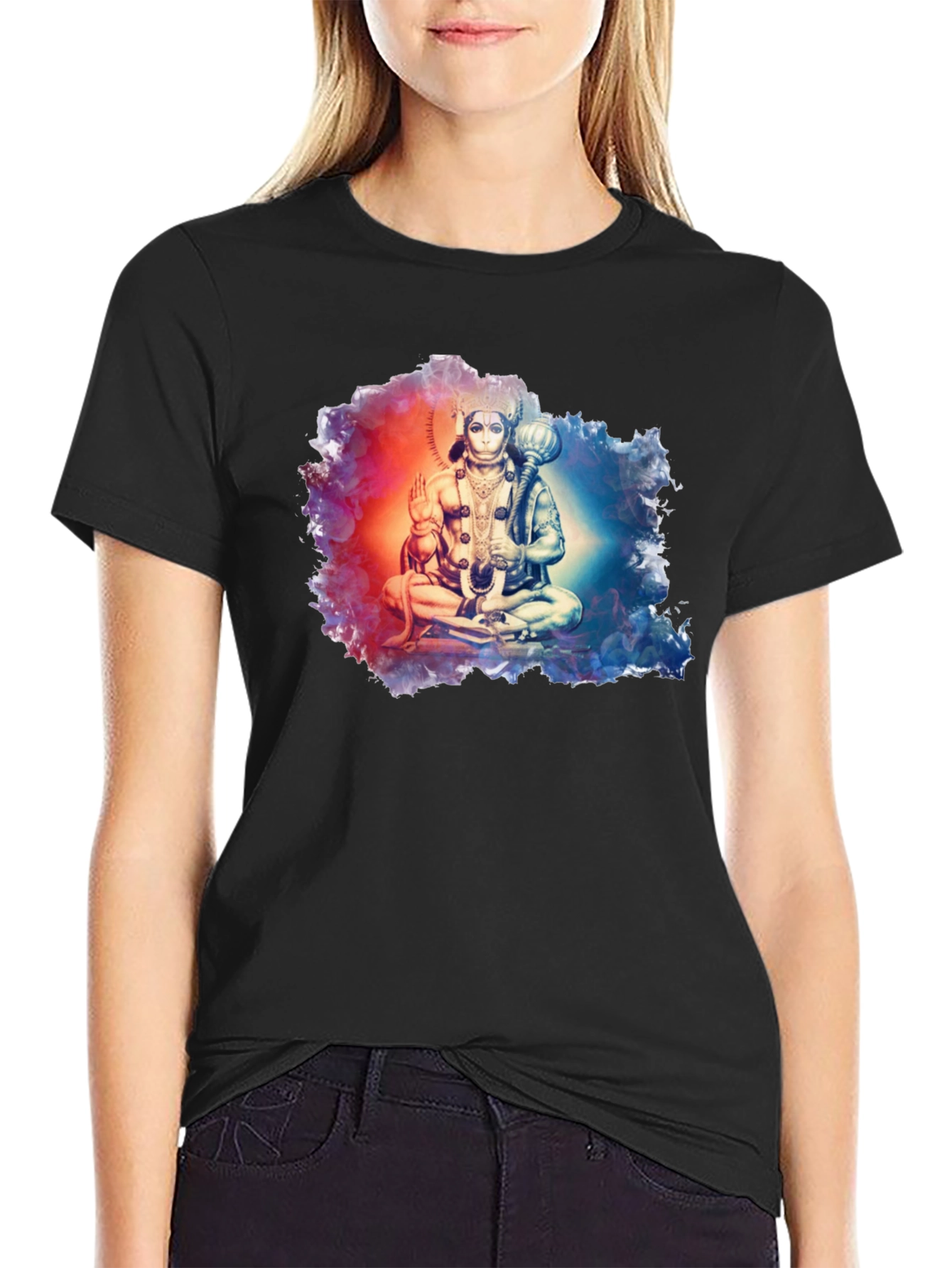 Hanuman Graphic Print Black T-Shirt