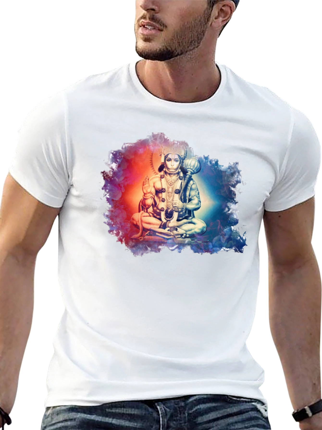 Hanuman Graphic Print Black T-Shirt