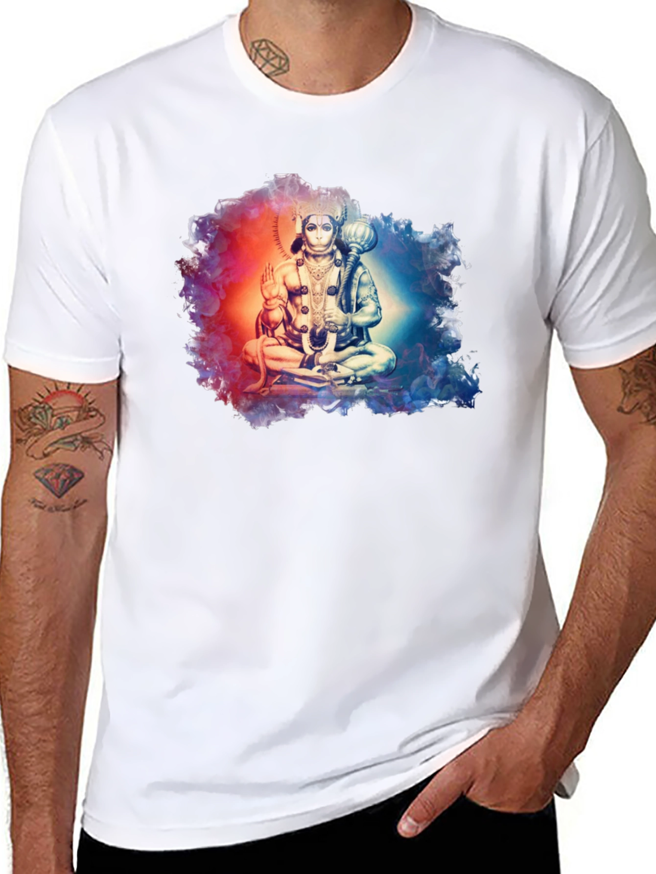 Hanuman Graphic Print Black T-Shirt