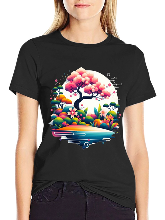 Artistic Floral Tree Graphic Tee - Stylish Comfort