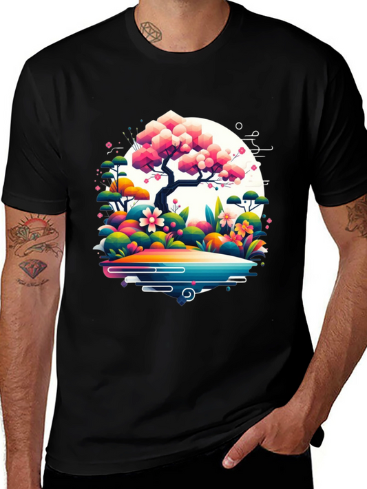 Artistic Floral Tree Graphic Tee - Stylish Comfort