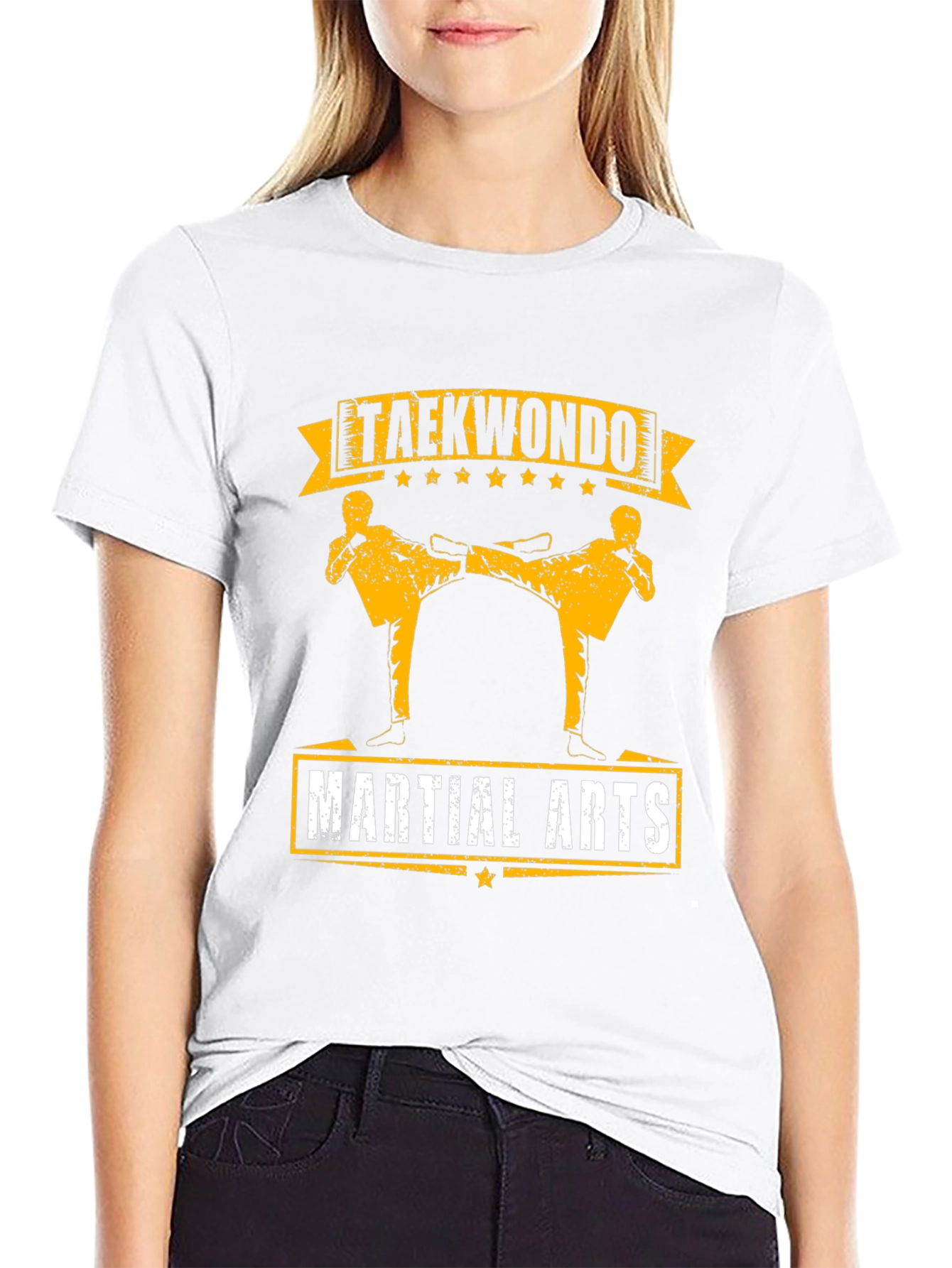 Taekwondo Martial Arts Graphic Tee - Black Cotton