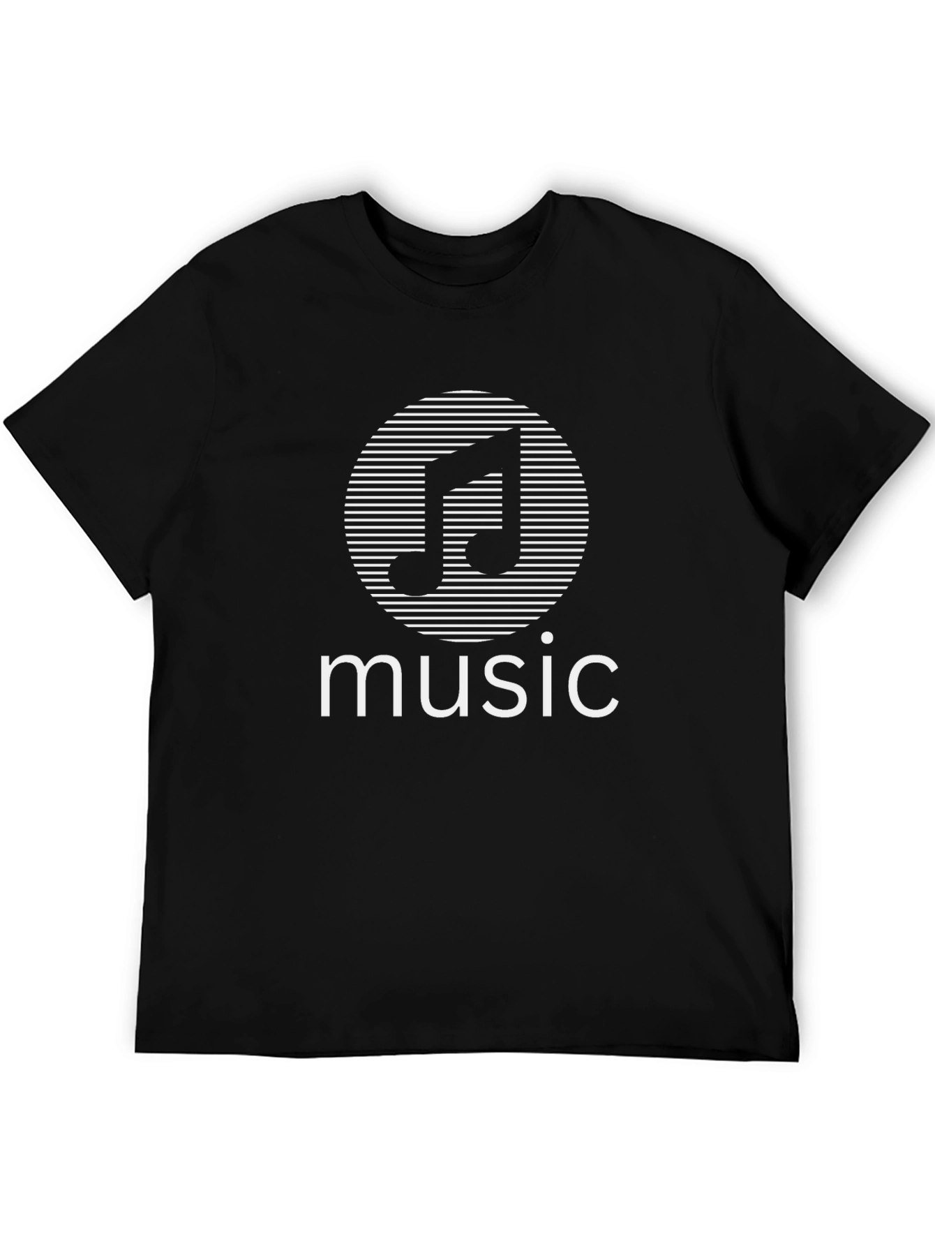 Music Note Graphic Tee - Black Cotton T-Shirt