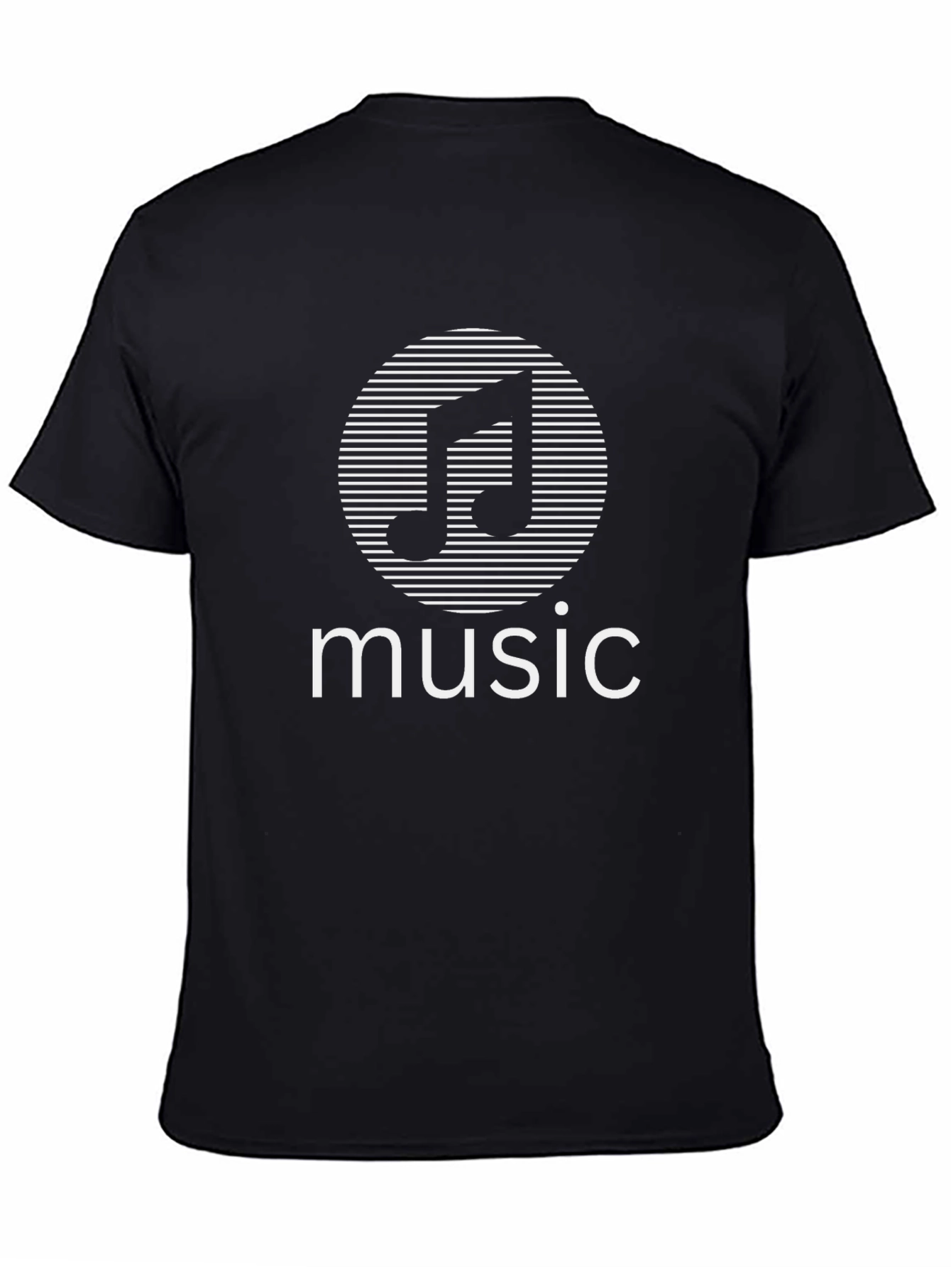 Music Note Graphic Tee - Black Cotton T-Shirt
