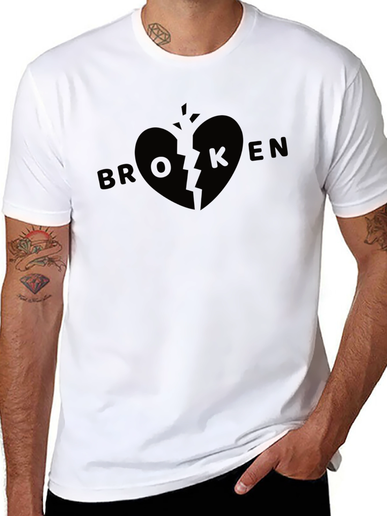 Broken Heart Graphic Tee - Soft Stylish Black T-Shirt