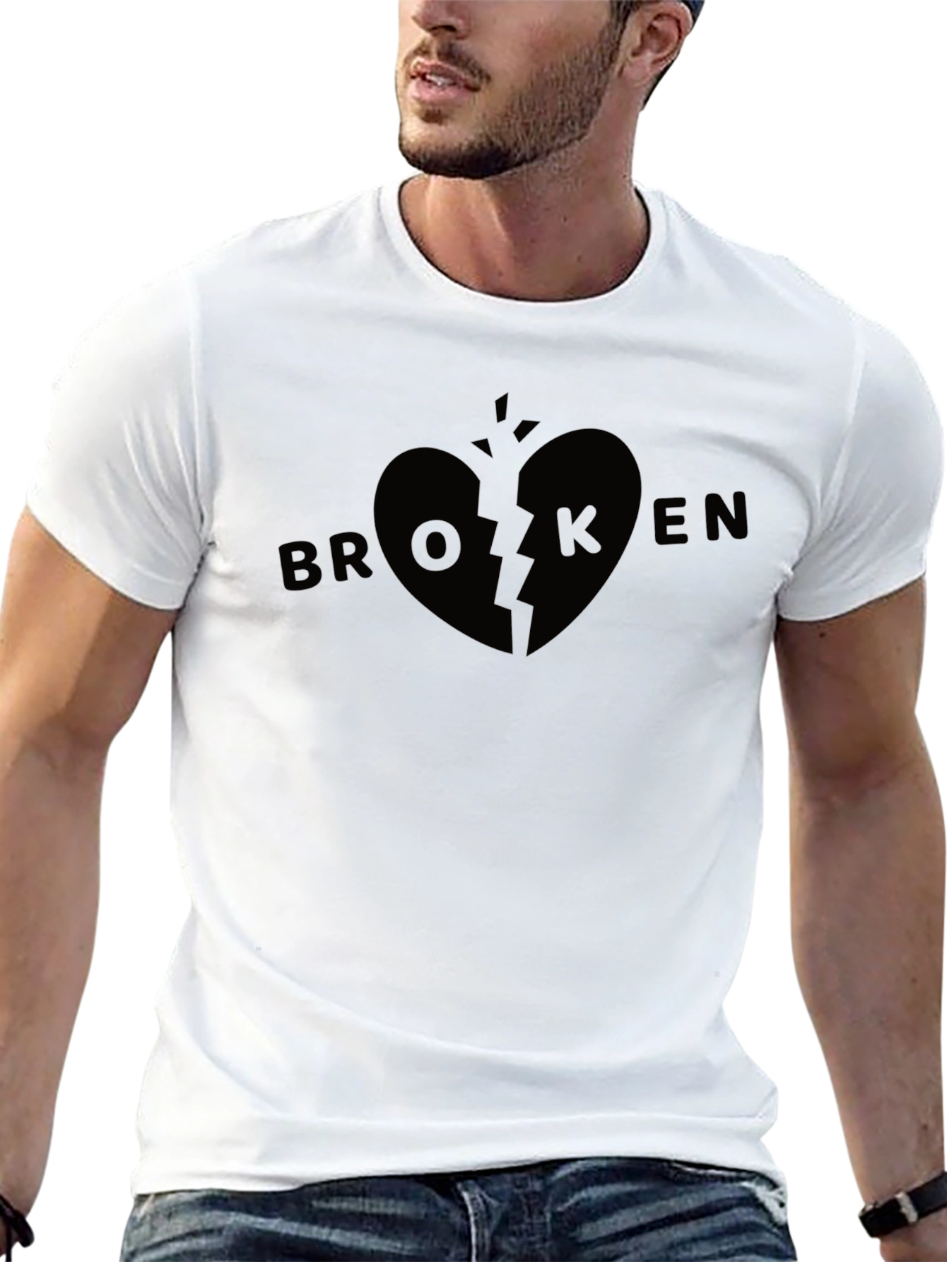 Broken Heart Graphic Tee - Soft Stylish Black T-Shirt