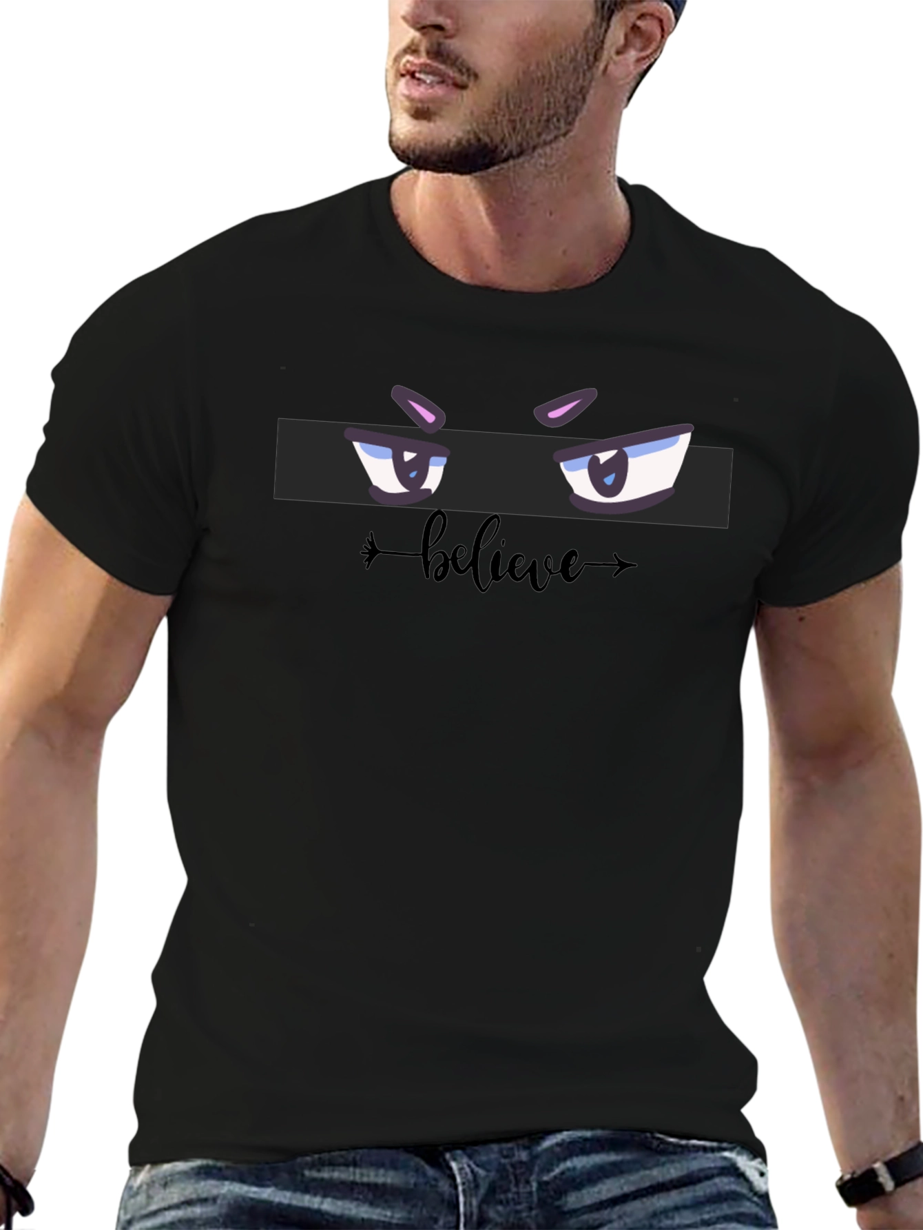 Believe Eye Graphic T-Shirt - Stylish Black Tee