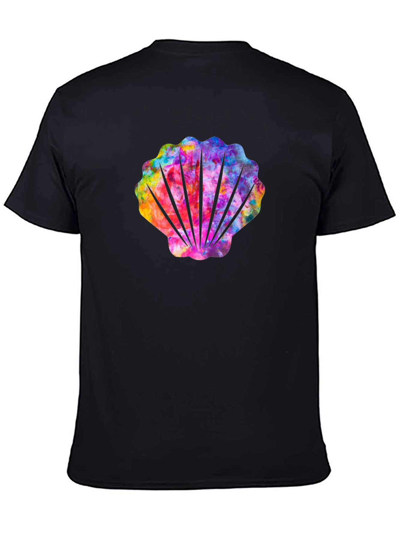 Rainbow Seashell Graphic Tee - Black