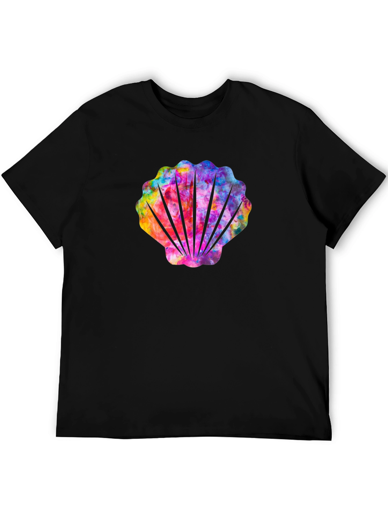 Rainbow Seashell Graphic Tee - Black