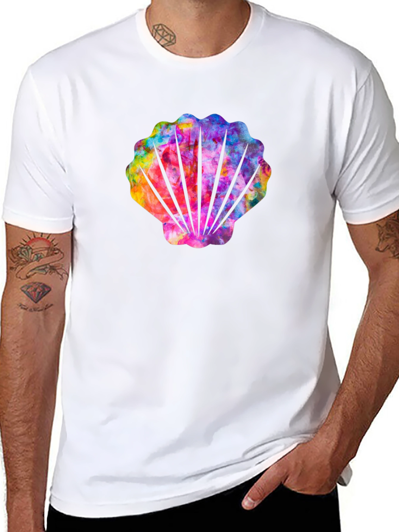 Rainbow Seashell Graphic Tee - Black