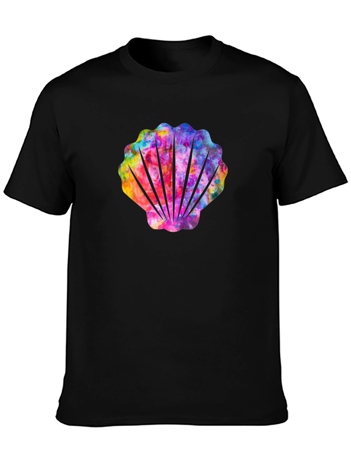 Rainbow Seashell Graphic Tee - Black