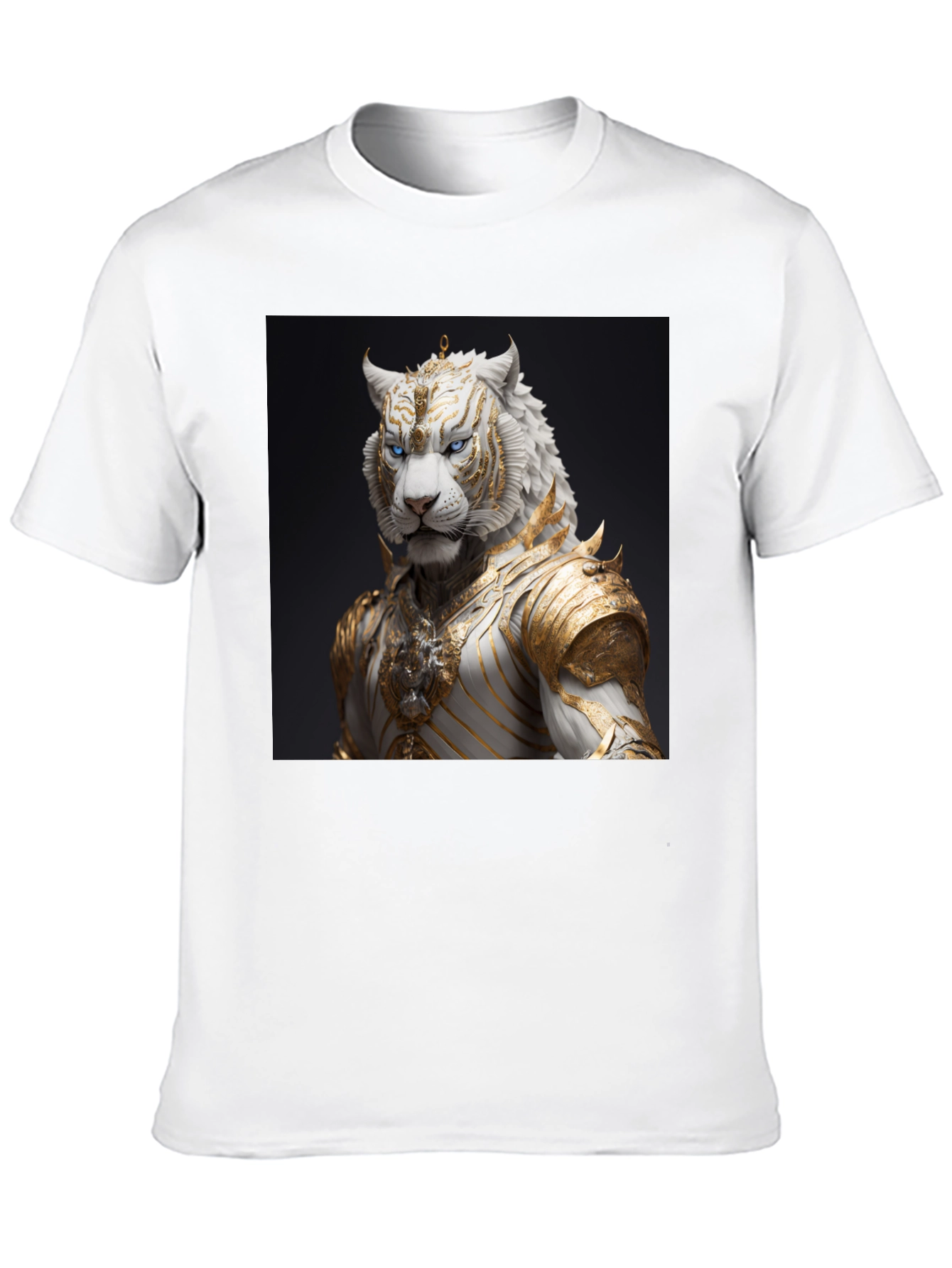 Black T-Shirt with Regal White Tiger Graphic